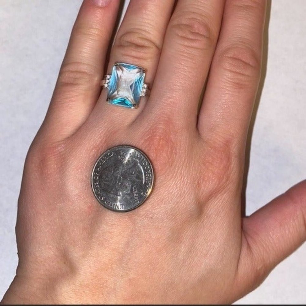 925 silver stamped 925 blue stone Ring - Picture 6 of 6
